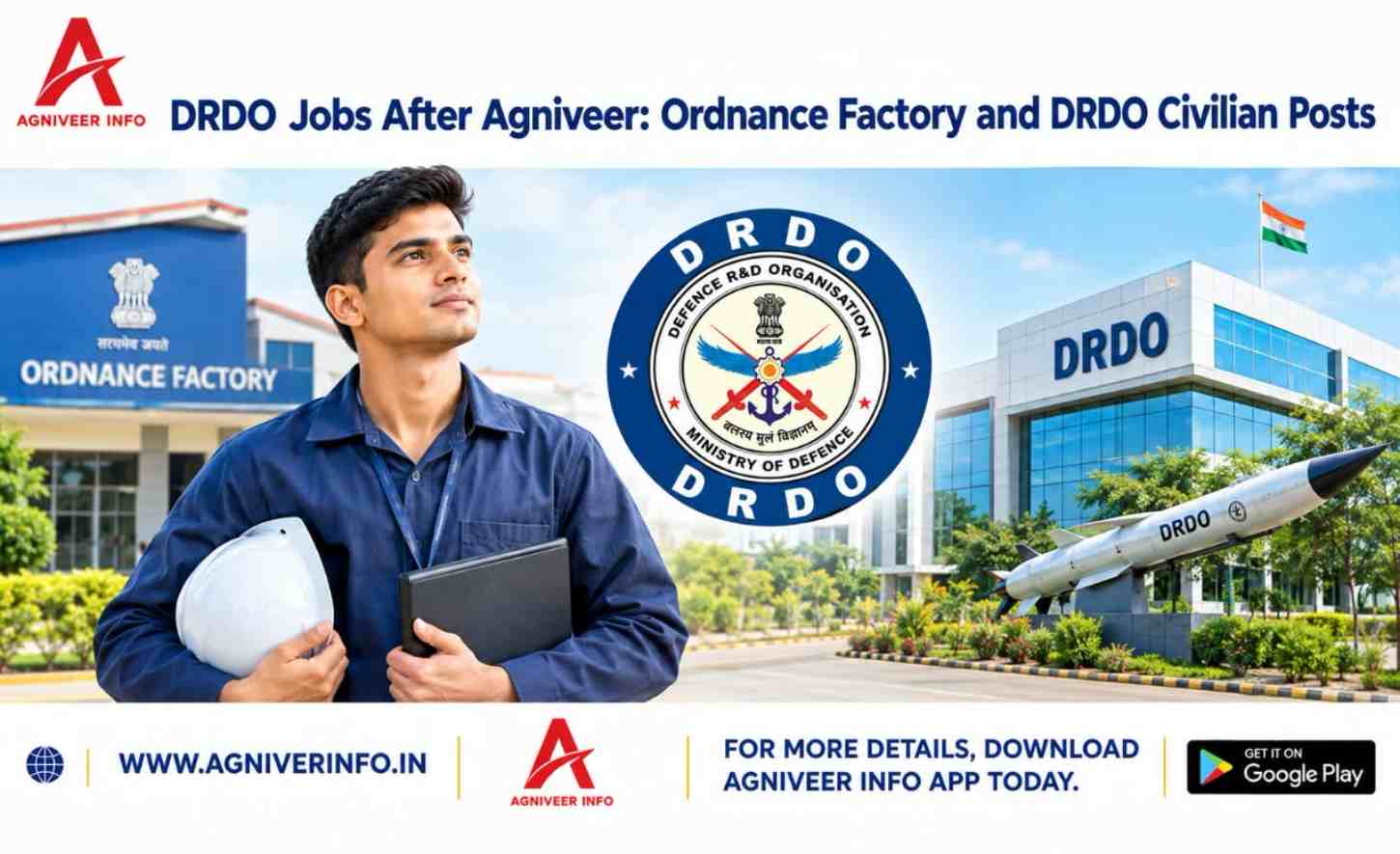 DRDO JOBS AFTER AGNIVEER: ORDNANCE FACTORY AND DRDO CIVILIAN POSTS